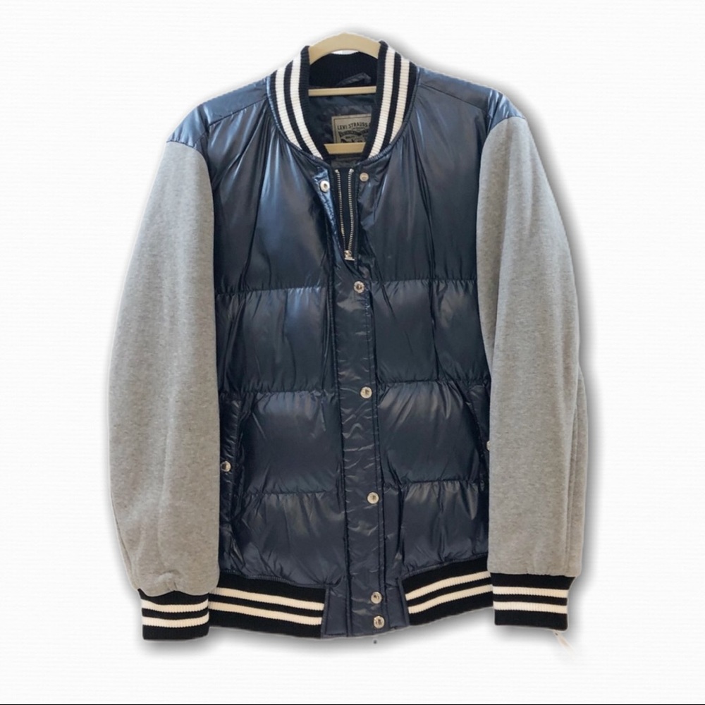 Levis Varsity Puffer Jacket Blue Shimmer New XL